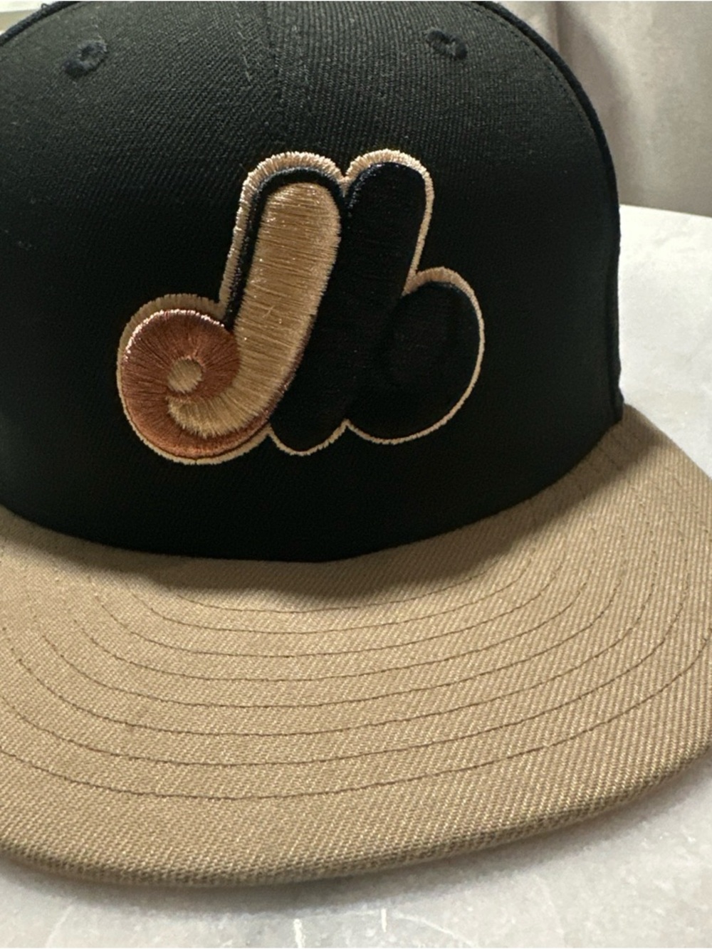 Montreal Expos Black & Tan Embroidered Logo Snapback Hat